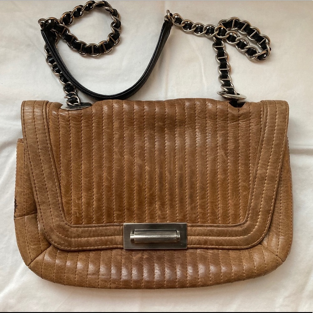 LANVIN bag , brown leather , black chain